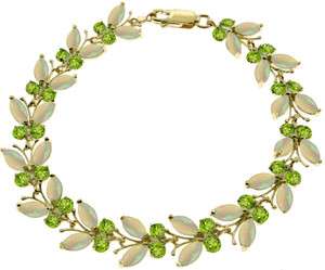 GAT 14K. SOLID GOLD WOMEN BUTTERFLY BRACELET WITH OPALS AND PERIDOT 