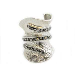  Silver Tone Metal Stretch Ring   1.25 x 1 Jewelry