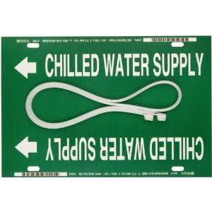   Straps White On Green Color Pipe Marker Legend Chilled Water Supply
