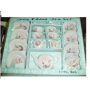  Vintage Toy China Tea Set w/ Plant with Pink Flowrs Design 