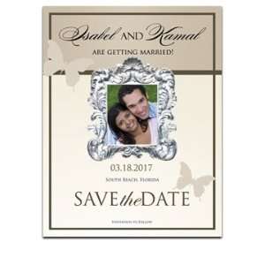  160 Save the Date Cards   Butterfly Shadow Taupe Office 