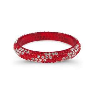    Red White Swarovski Crystal Solid Bangle Band Bracelet: Jewelry