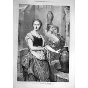  1872 Scheffer Margaret Fountain Lady Water Jug Print