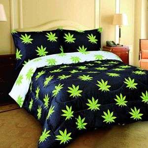 Pot leaf comforter   FULL / QUEEN & KING   weed marijuana   Reversible 