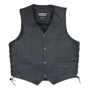  Mossi Live To Ride Leather Vest, Black, M: Automotive
