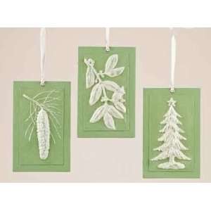  Pack of 12 Pressed Tree, Pine Cone & Mistletoe Green 