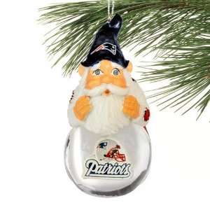  New England Patriots Light Up Snow Globe Gnome Ornament 