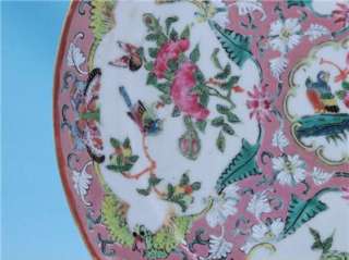   CHINESE EXPORT FAMILLE ROSE PLATES W/ UNUSUAL ROSE BACKGROUND  