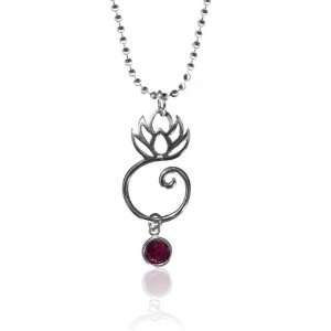  Sterling Silver Filigree Lotus Flower Necklace with Pink 
