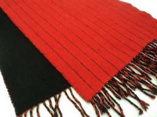 DKNY WOOL STRIPED REVERSIBLE BLACK/RED SCARF SC511  