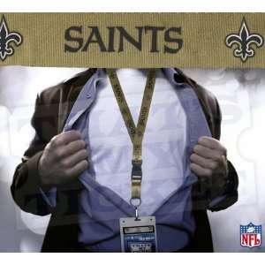  Saints NFL Lanyard Key Chain & Ticket Holder   Gold 