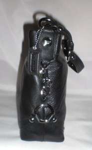   Black Pebble Leather Hobo Handbag Wtih Polished Nickel Side Chains