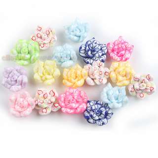 40 Mixed Flower FIMO Polymer Clay Bead Free P&P 110940  