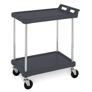 Metro BC Series Black 18 x 28 In. Open Utility Cart w/ 2 Shelves 