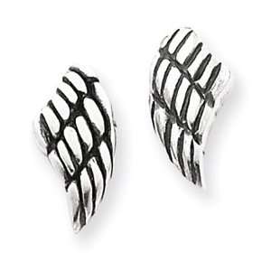  Sterling Silver Antiqued Wing Post Earrings Jewelry