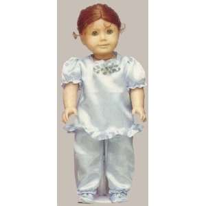  Pale Blue Satin Pajamas with Slippers. Fits 18 Dolls like 