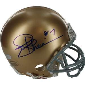 Joe Theismann Autographed Mini Helmet   Notre Dame: Sports 