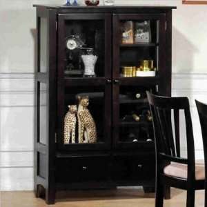   Curio China Cabinet with Wine Rack Rich Cappuccino: Home & Kitchen