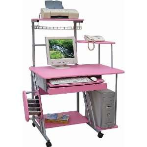  Pink Home Computer Desk with Pullout Keyboard Platform and 