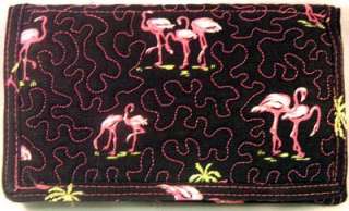 Donna Sharp Black Pink Flamingos Organizer Clutch Wallet Convertible 