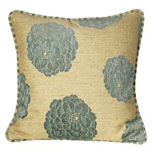  Turan Dahlia Beige and Blue 20 Square Throw Pillow