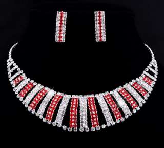 free 6color choker bridal women\s Necklace Earring Set silver 