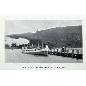  Print S. S. Lady of the Lake District Boat Marine Cruiser Coniston 
