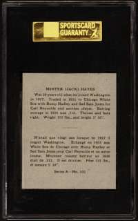 1937 O Pee Chee #102 Jack Hayes SGC 84 Lionel Carter  