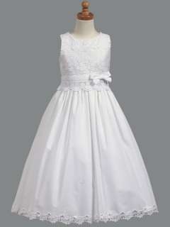 NEW SP105 Lito Communion Flower Girl White Cottong Dress Embrodered 7 