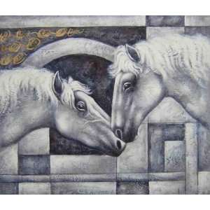 Helenistic Horses Love Oil Painting on Canvas Hand Made Replica Finest 