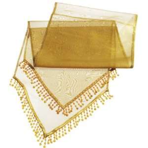  Pack of 2 90 Gold Sheer Silk Decorative Beaded Table 
