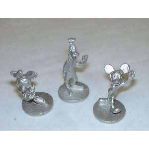 Set of 3 Disney Pewter Figures 1 Tall : Mickey Mouse Minnie Mouse and 