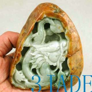 Natural Jadeite Jade Carving / Sculpture: Dragon Statue  
