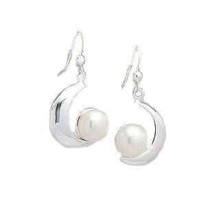   Cresent Moon Sterling Silver & Pearl Earrings   Gems Couture: Jewelry