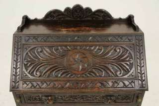   Scottish Carved Oak Slant Front Desk Bureau Secretaire, Circa 1880