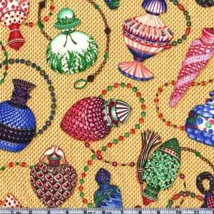   Wide The Parvaneh Collection Jeweled Bottles Maize Fabric By The Yard