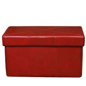  Peabody Red Leather Foldable Storage Ottoman: Furniture 