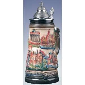  LE German Beer Stein with Scenes of Germany Kitchen 