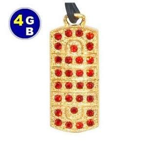  4GB Luxury Crystal Jewelry Flash Drive (Yellow 