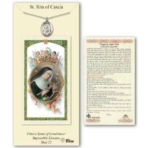 Pewter Catholic Patron Saint St Rita of Cascia Medal Christian Pendant 