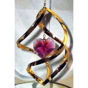 Red Swarovski Crystal Heart in 24K Gold Plated Spiral Pendant Ornament 