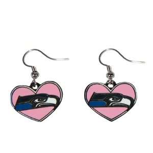Pink Heart Seahawks Earrings 