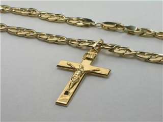 Mens genuine 14K gold filled Christ cros 22length solid design chain 
