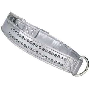   Silver Metallic Dog Collar 6 8 x 3/8 (single row): Pet Supplies