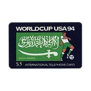   Card: $5. World Cup USA 94 Soccer: Saudi Arabia Flag & Athlete w/ Ball