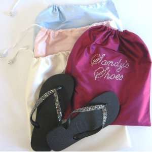  Personalized Silk Shoe Bag with Crystals 