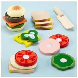   Kitchen & Grocery: Kids Wooden Toy Sandwich Making Set: Toys & Games