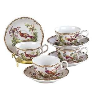  Andrea By Sadek Exotic Birds Set Of Four Cup & Saucer Sets 