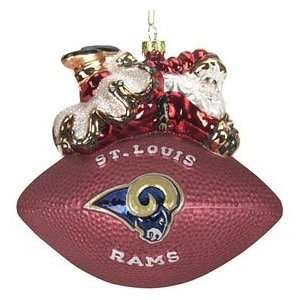 St. Louis Rams 5 1/2 Peggy Abrams Glass Football Ornament  