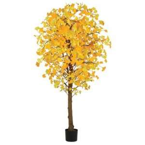   Lit Potted Artificial Gold Gingko Tree   Clear Lights: Home & Kitchen